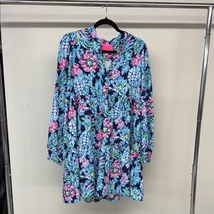 Lilly Pulitzer Blue and Pink Floral Mini Dress